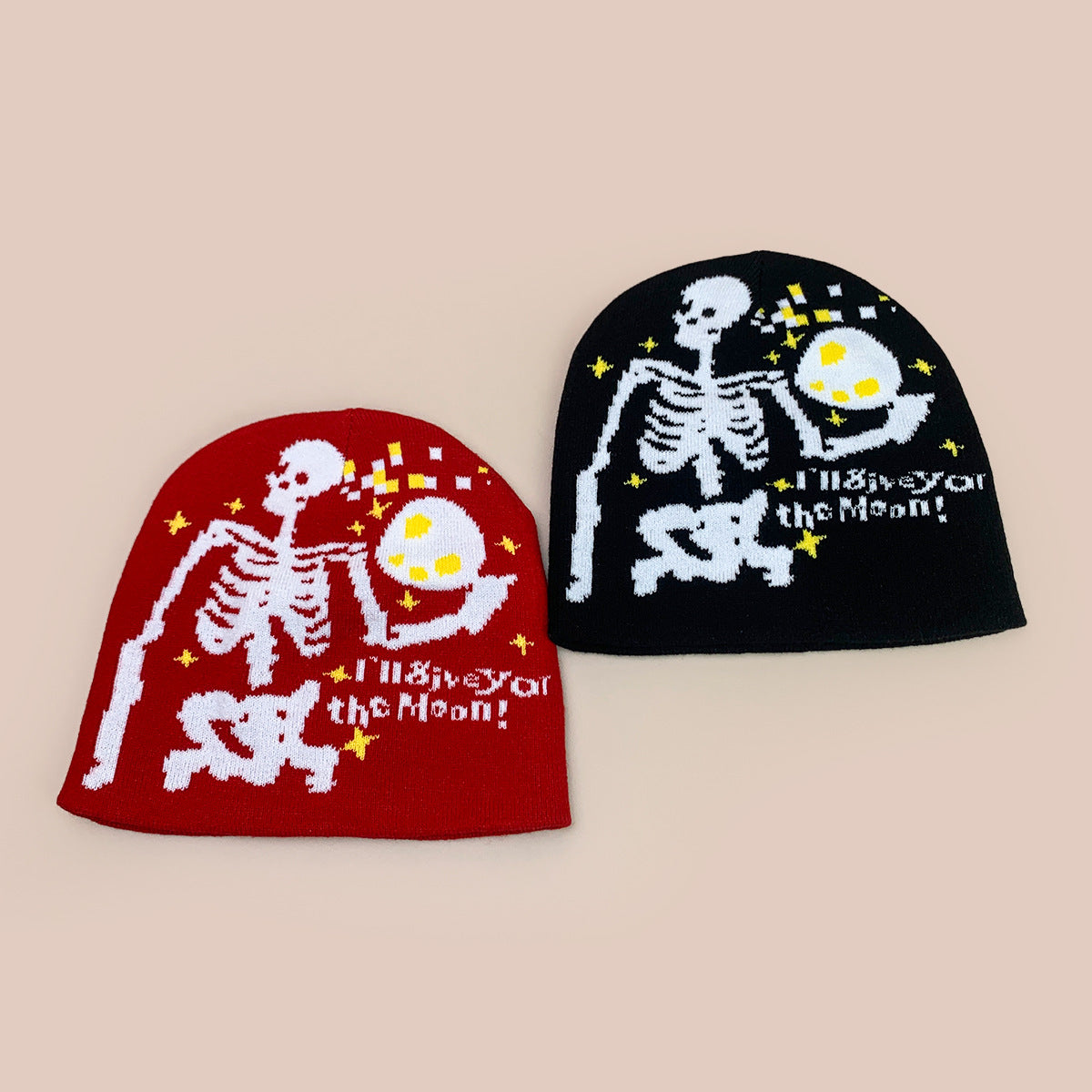 Wholesale  Skull Moon Jacquard Knitted Hat