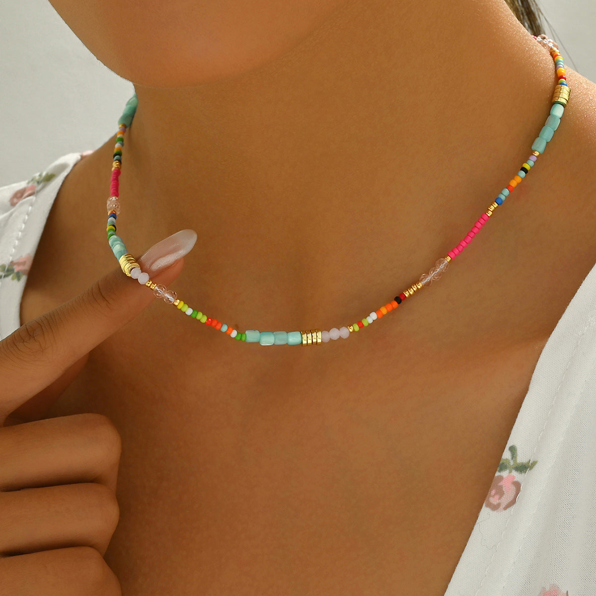 Wholesale  Color Crystal Beads Long Necklace