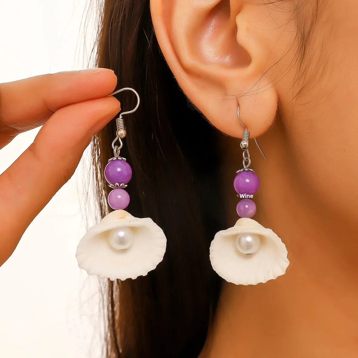 Wholesale White Shell Pearl Natural Stone Earring