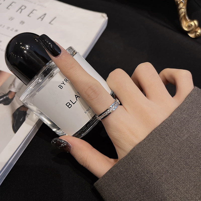 Wholesale Starry Sky Titanium Steel Rings Double Row Diamond Light Luxury Rings ACC-RS-YuXi001