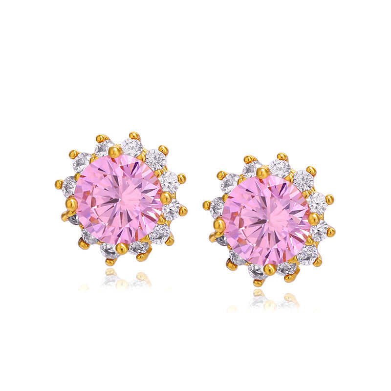 Wholesale Sunflower Emerald Alloy Earrings