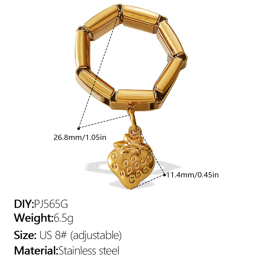 Wholesale DIY Pendant Ring Stainless Steel Plated with 18K Gold Exaggerated Multi-Element Pendant Ring for Women