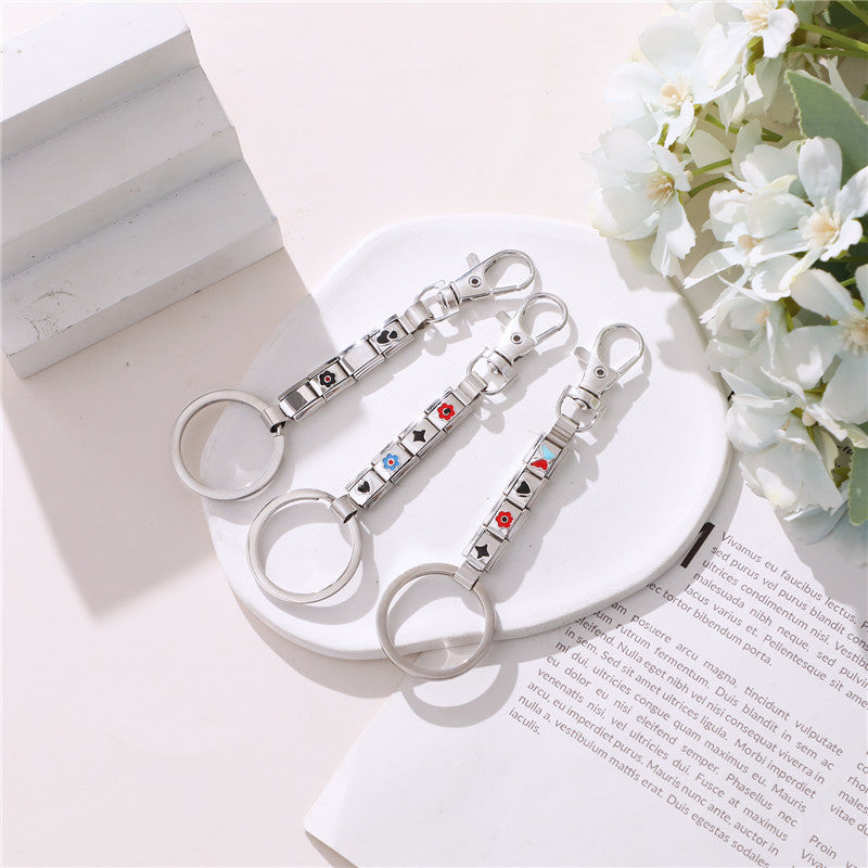 Wholesale Italian Module Keychain Bracelet Retro Creative Stylish Fashion DIY Italian Module Finished Keychain