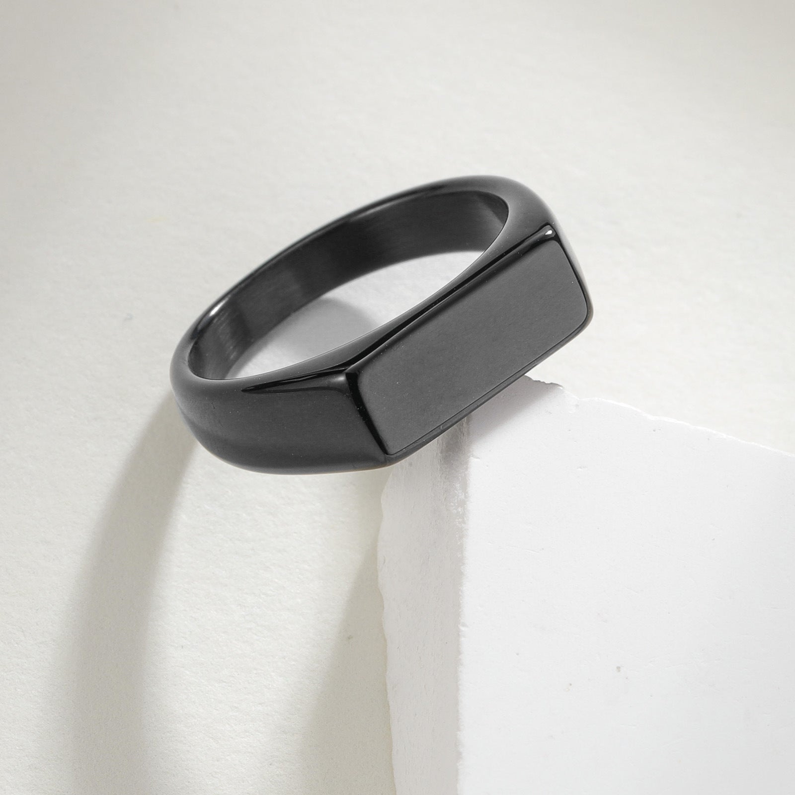 Wholesale 7mm titanium steel rectangular ring