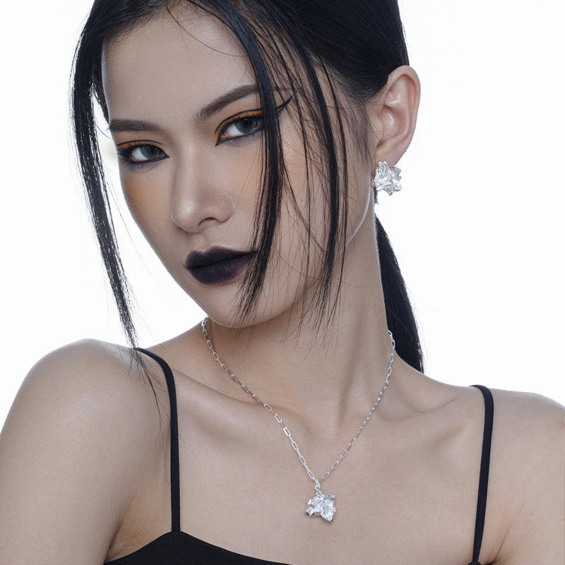 Wholesale Niche Wrinkle Texture Earrings S925 Sterling Silver Tinfoil Texture Earrings ACC-ES-YWE009