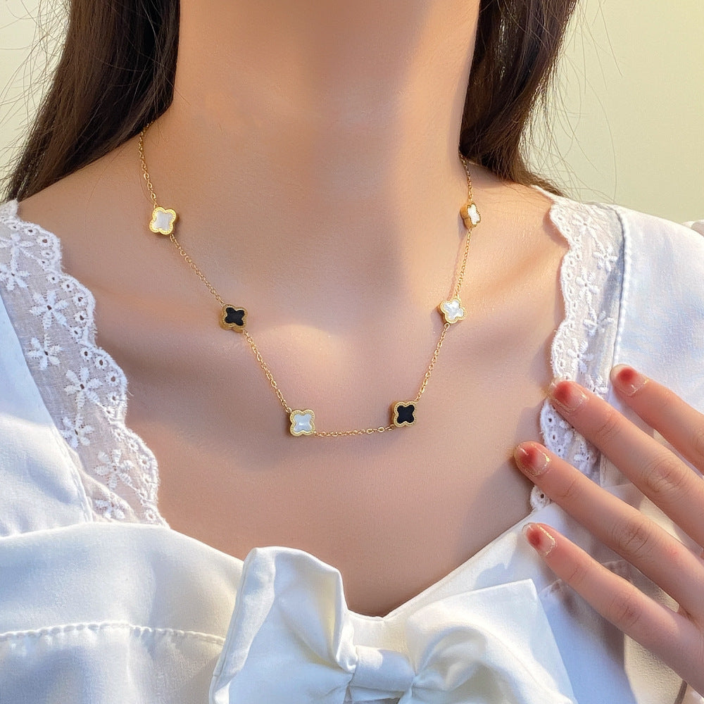 Wholesale Titanium Steel Zircon Clavicle Chain Necklace Korean Style Jewelry Accessory