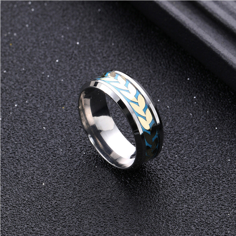 Wholesale Luminous Leaf Honeycomb Stainless Steel Ring ACC-RS-ZhongQi007