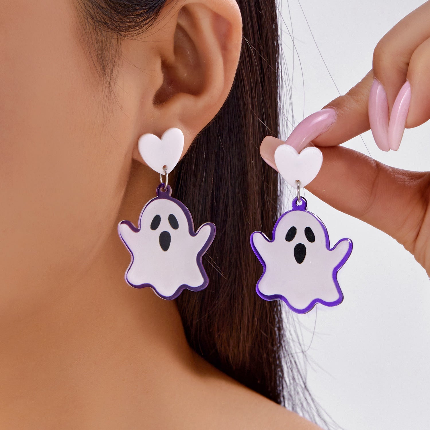 Wholesale  Cartoon Acrylic Heart Ghost Pumpkin Smiley Face Earrings