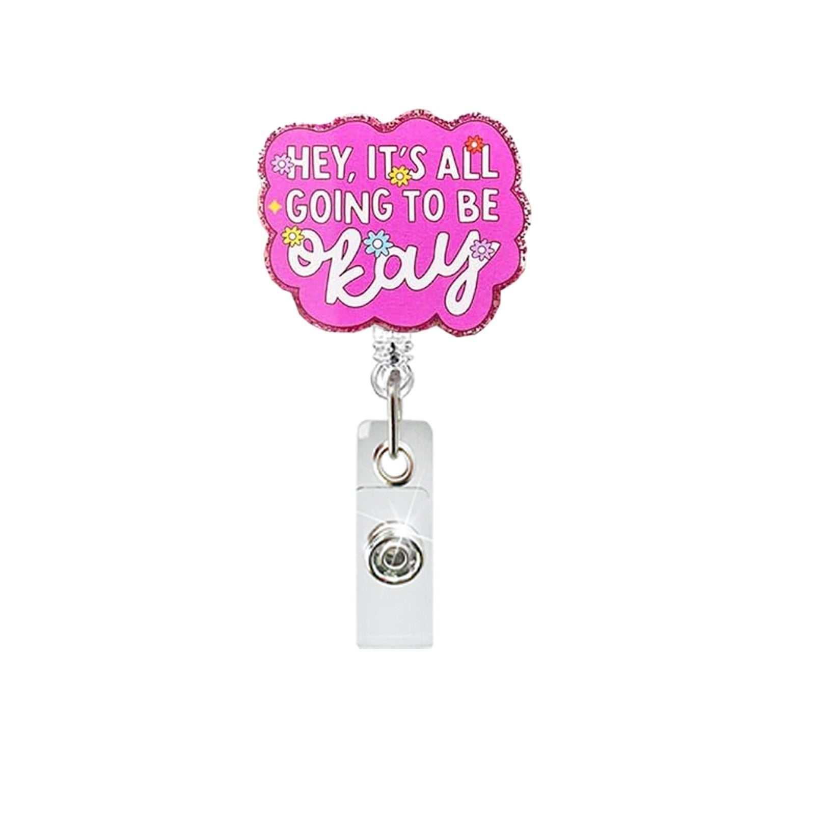 Wholesale Fun Cartoon Acrylic Badge Reel Retractable ID Card Holder Keychain Accessory