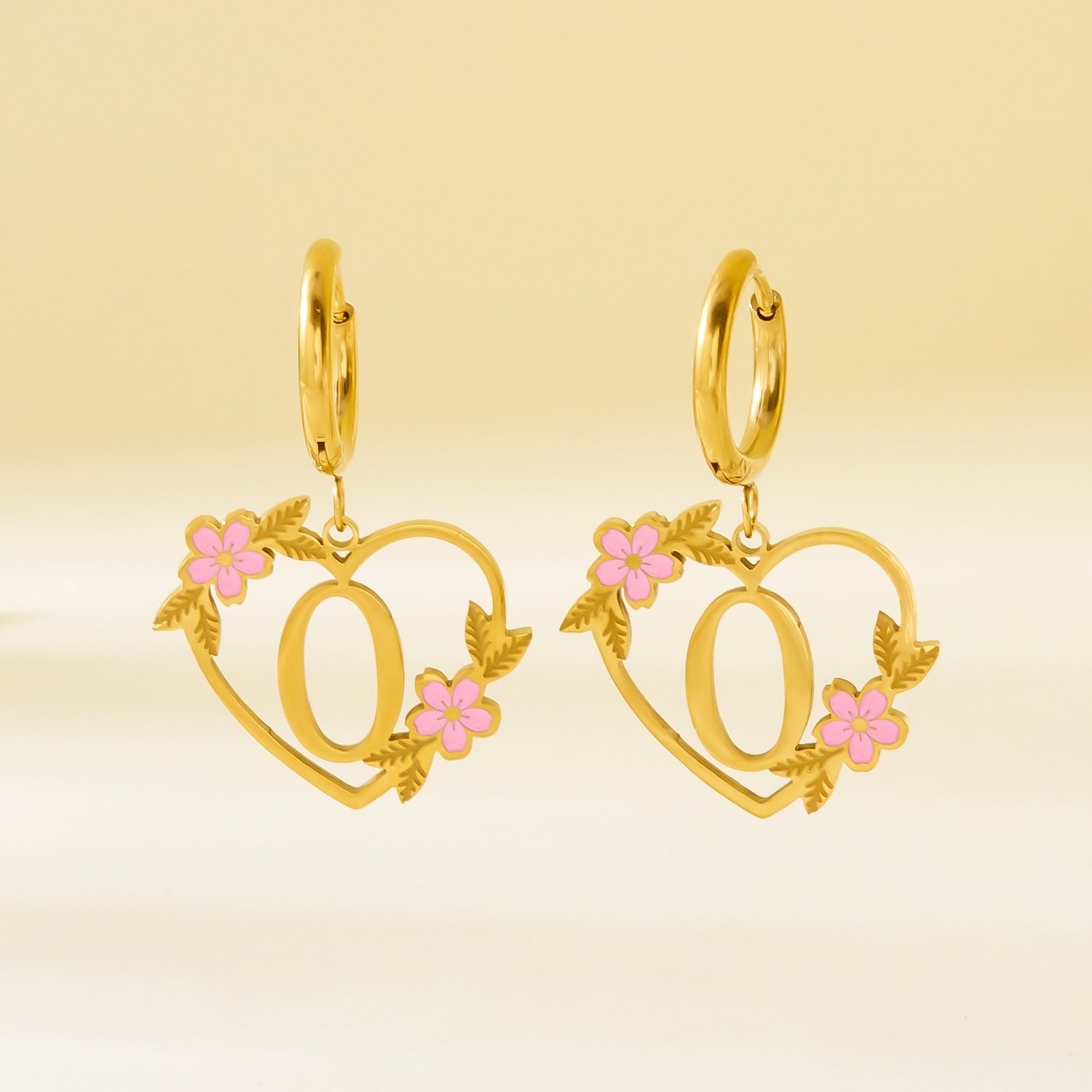 Wholesale  Stainless Steel Heart Letter Earrings