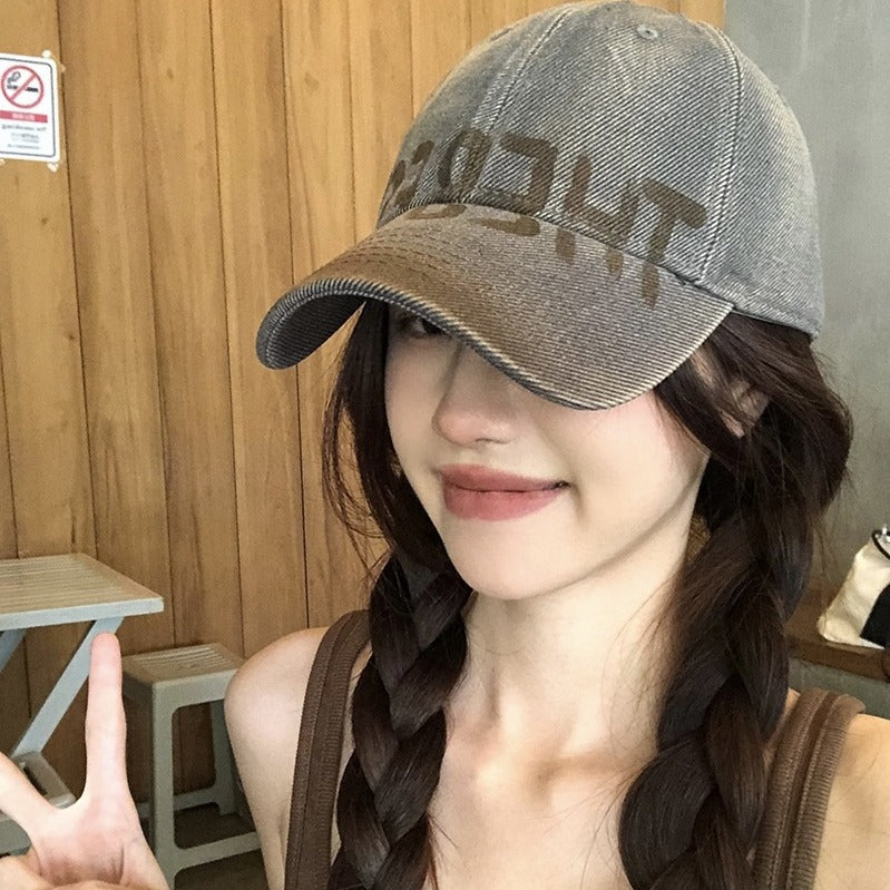 Wholesale Washed old letters retro wide soft top hat