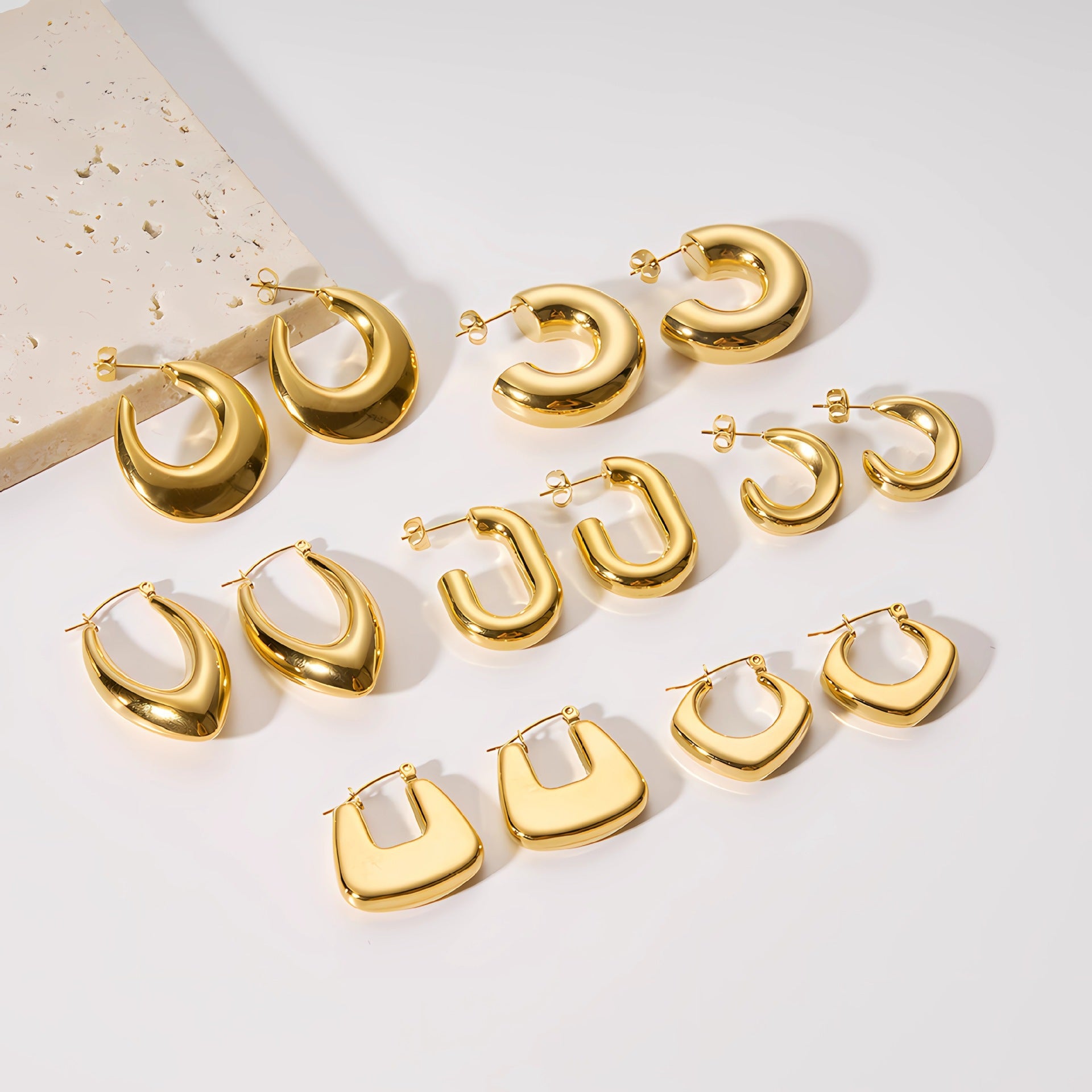 Wholesale 18K gold stainless steel titanium steel openwork earrings