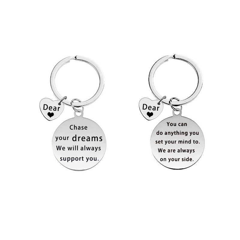 Wholesale Stainless Steel Double Sided Engraved Inspirational Keychain Gift For Couples And Family Creative Fashion Accessory