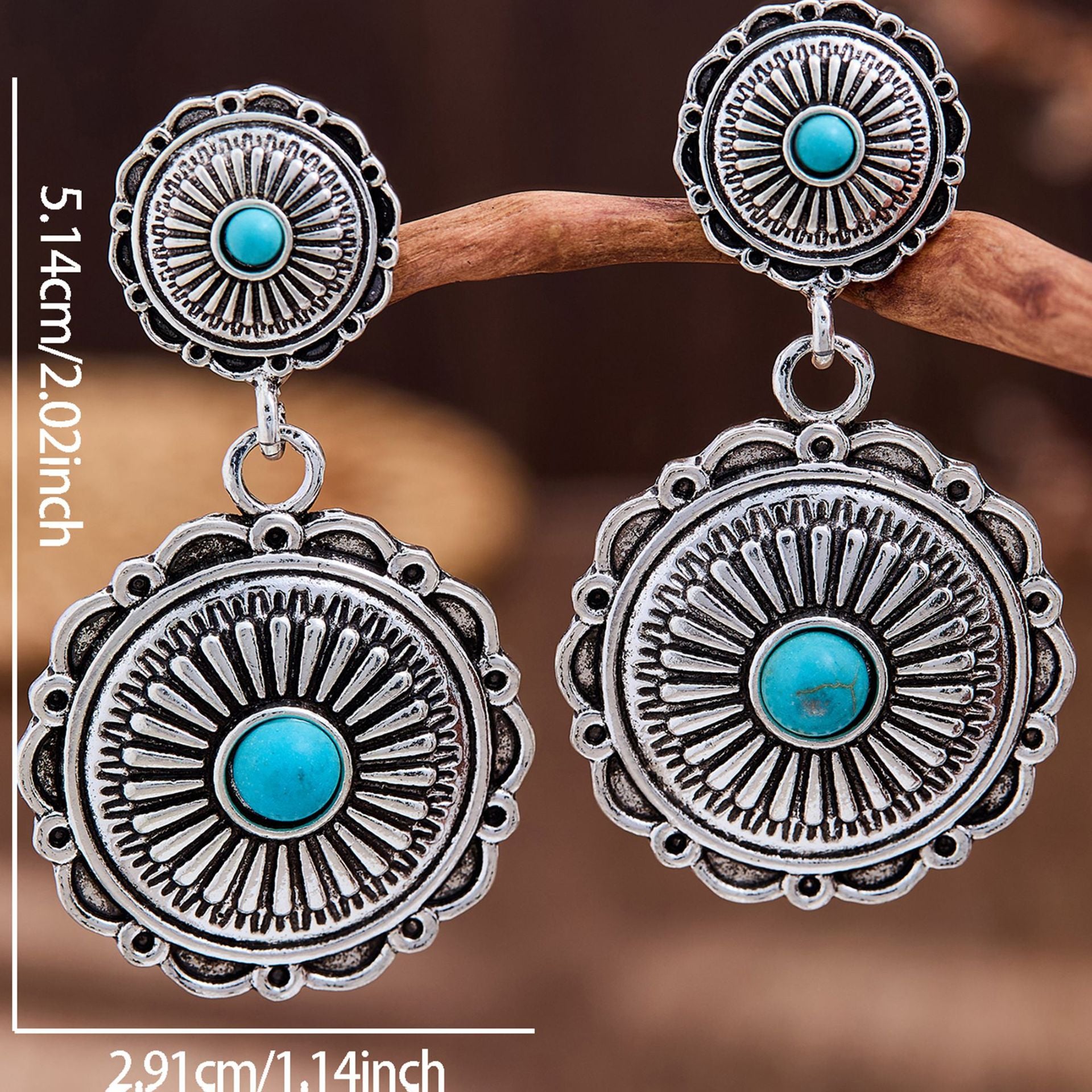Wholesale Vintage Bohemian Lace Turquoise Earrings Zinc Alloy Jewelry Accessory
