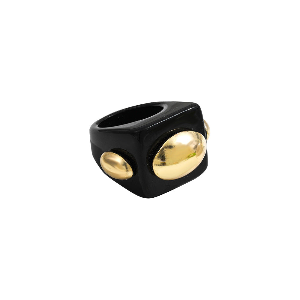 Wholesale resin ring golden diamond candy color geometric  ring