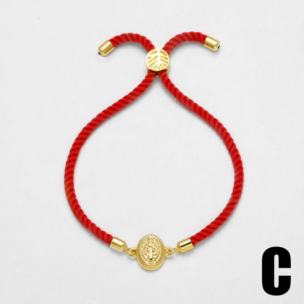 Wholesale 18k gold plated copper heart-shaped Mother of God bracelet