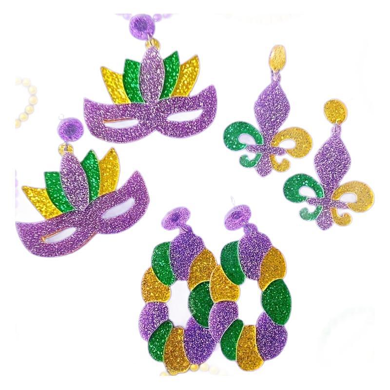 Wholesale Irish St. Patrick's Day Acrylic Green Shamrock Earrings ACC-ES-XueP045