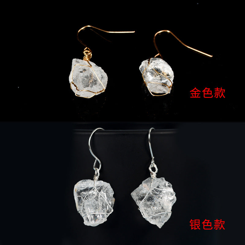 Wholesale Natural Crystal Irregular Rough Stone Earrings ACC-ES-ZhiSF001
