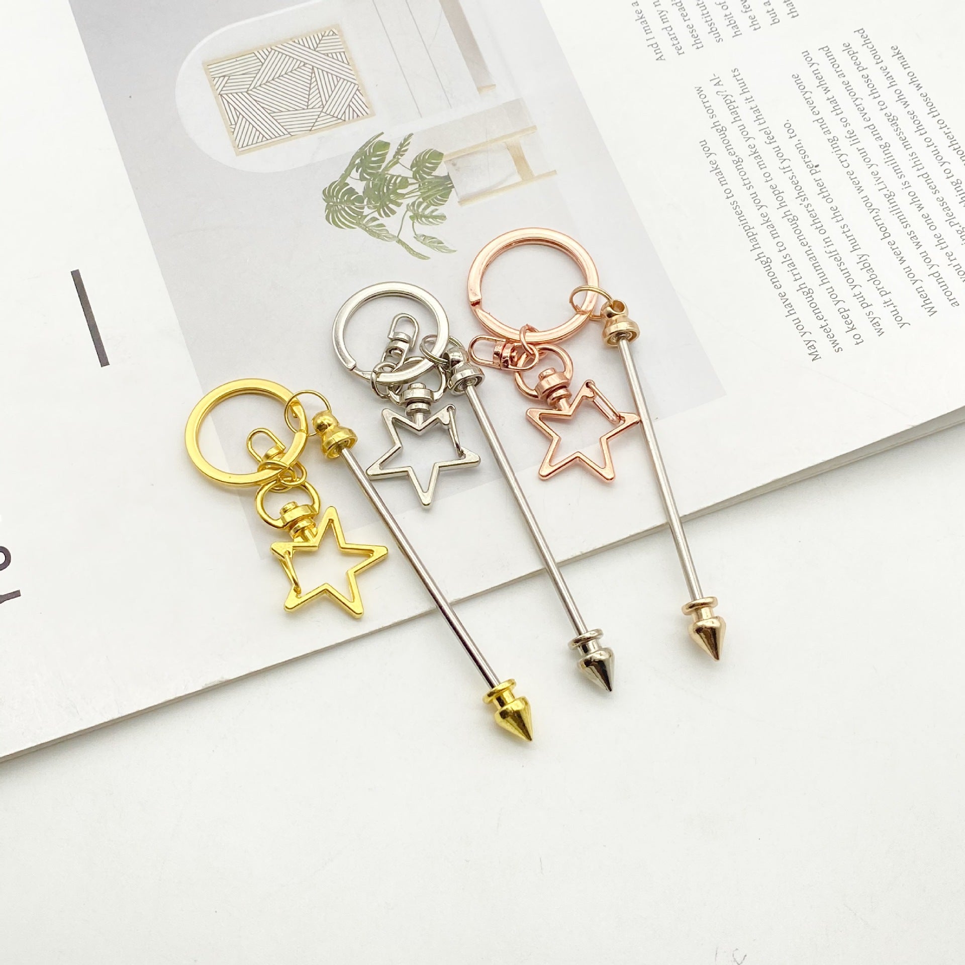 Wholesale  Metal Creative Star Heart beadable Keychain