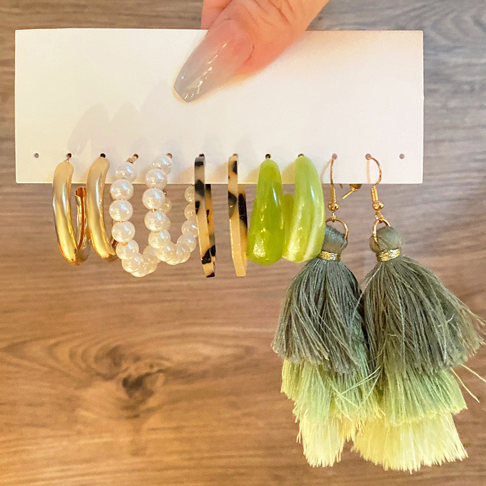 Wholesale 9pcs Alloy Inlaid Rhinestone Butterfly Cherry Earrings Set ACC-ES-HanSJ005