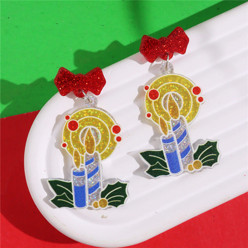 Wholesale Christmas  Color  House Sweater Bell Personalized Acrylic Earrings