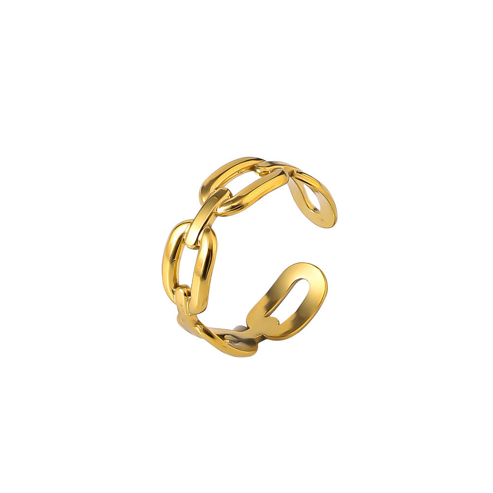 Wholesale stainless steel rings with 18K gold plated open rings