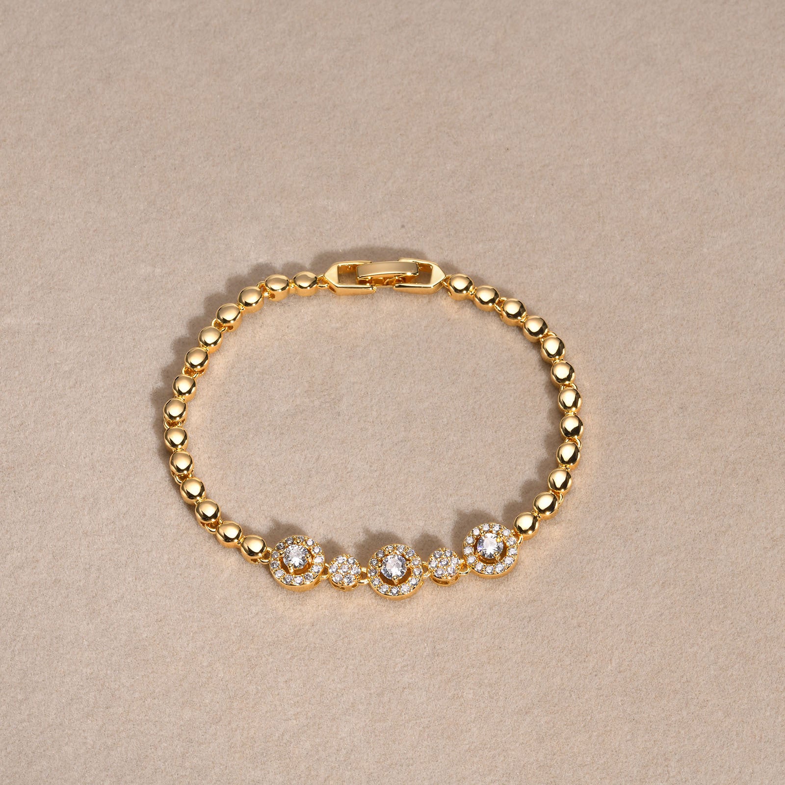 Wholesale Gold Copper Bracelet With Zircon Leaf Infinity Heart Design Stylish Women S Jewelry Accessory
