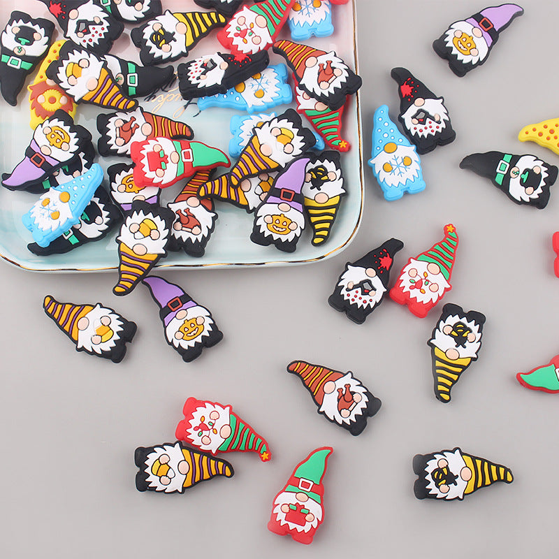 Wholesale 5pcs Christmas Silicone Beads Focal Beads DIY Beading Accessories ACC-BDS-GuangTian044