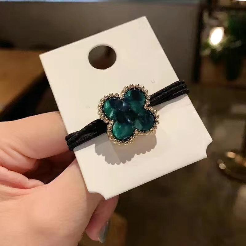 Wholesale Four Leaf Clover Vintage Pearl Hair Tie Hair Scrunchies ACC-HS-Shenb003