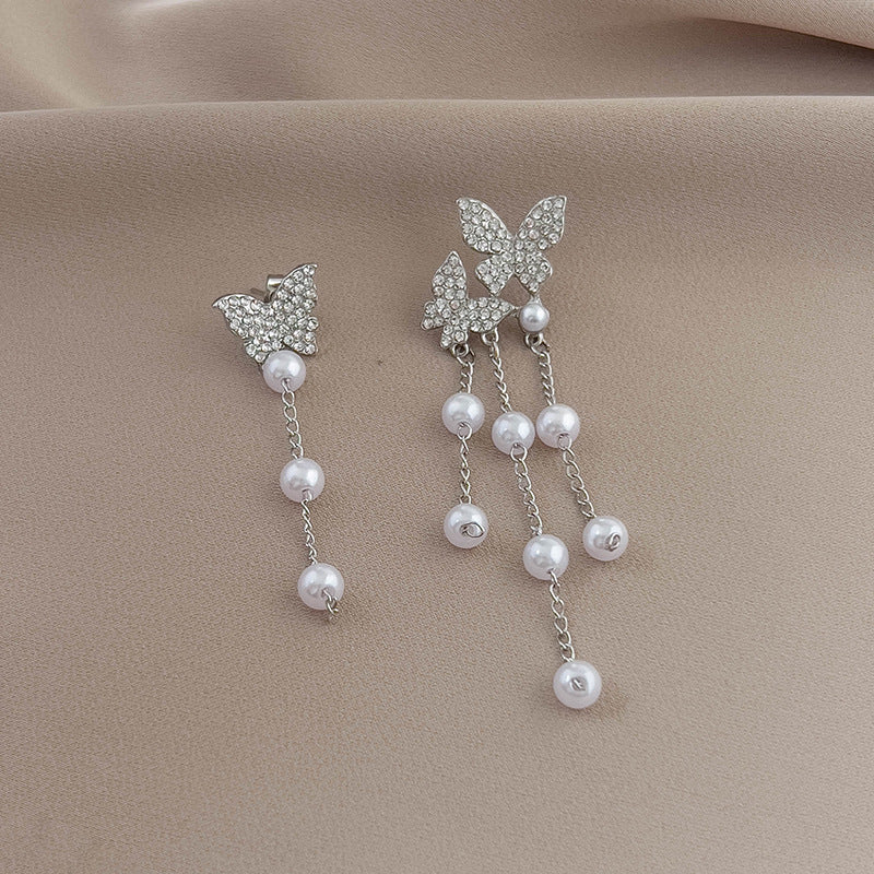 Wholesale Long Tassel Bow Asymmetrical Earrings ACC-ES-XiaoCheng007