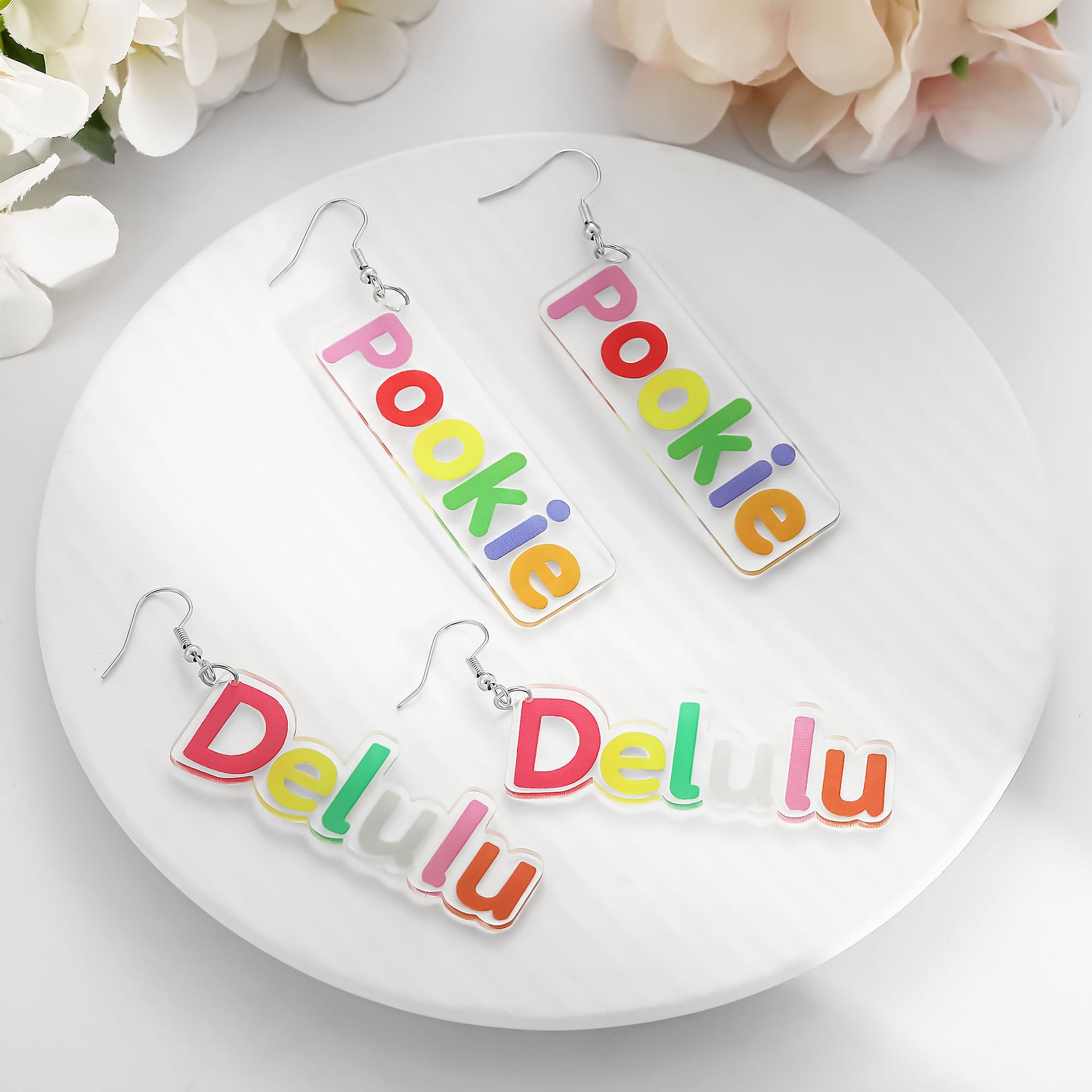 Wholesale   acrylic earrings color English letter earrings