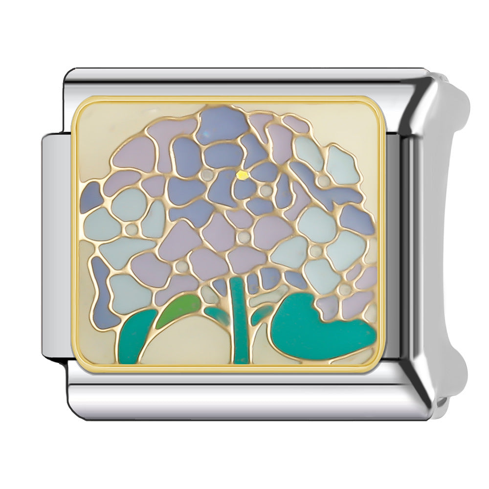 Wholesale Italian Charm Bracelet 9mm DIY Splicing Floral Collection Stainless Steel Composable Bracelet