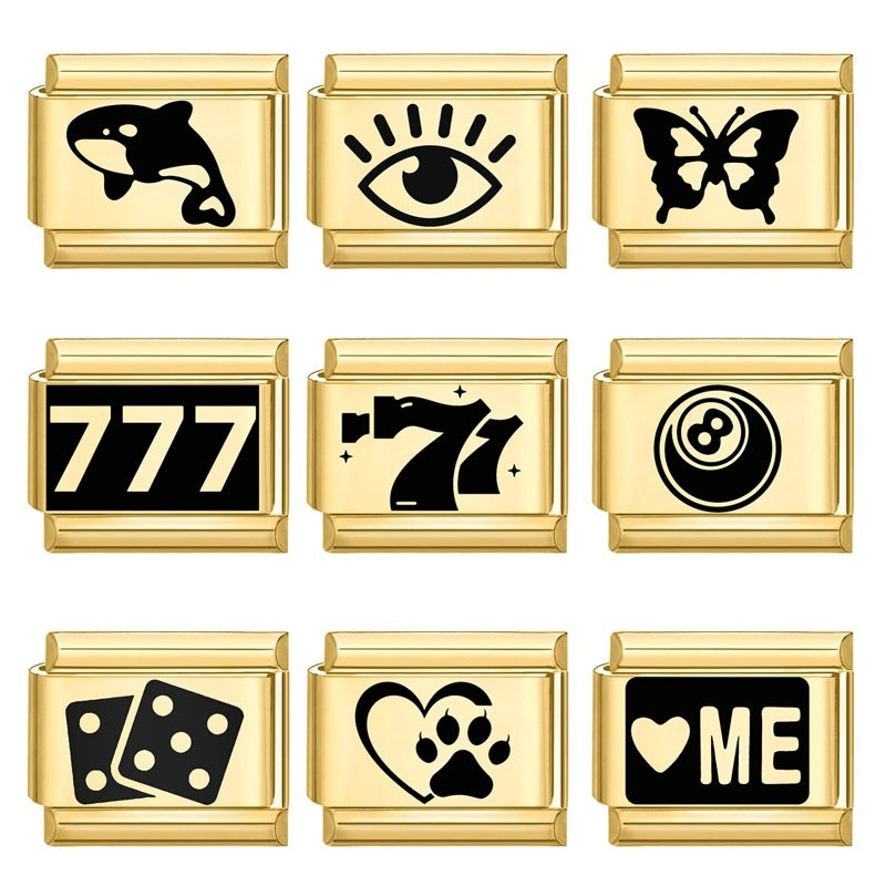 Wholesale Italian modular handmade black modular stainless steel bracelet DIY