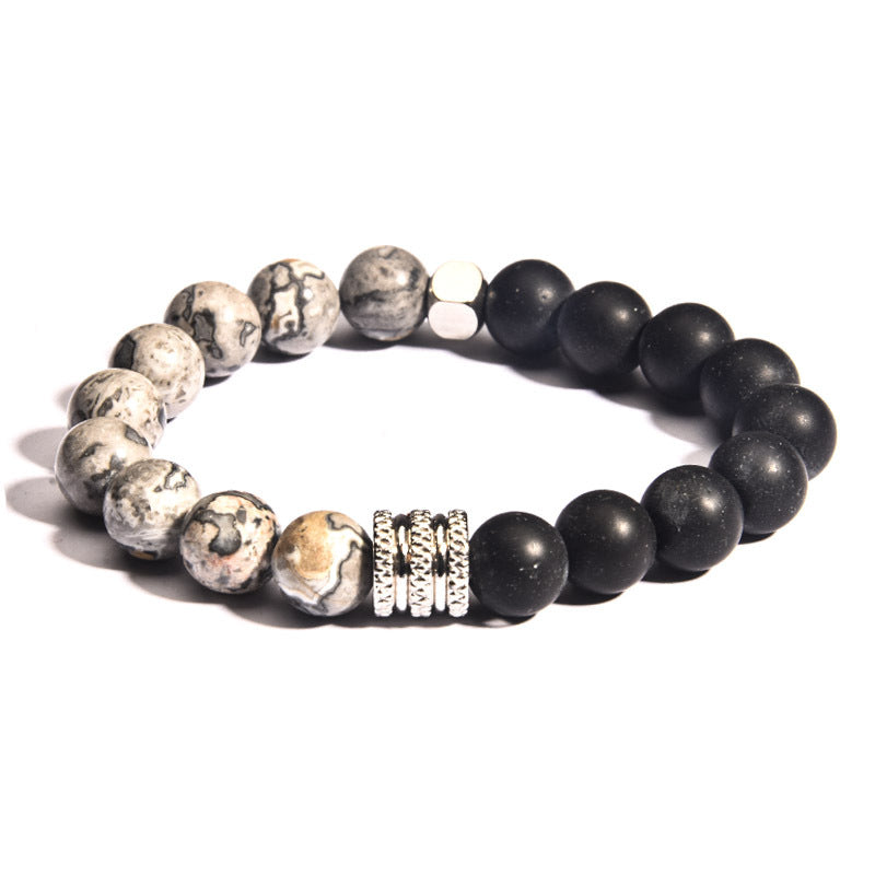 Wholesale Stainless Steel Men's Bracelet Tiger Eye Stone Volcanic Stone Bracelet ACC-BT-zhixiang014
