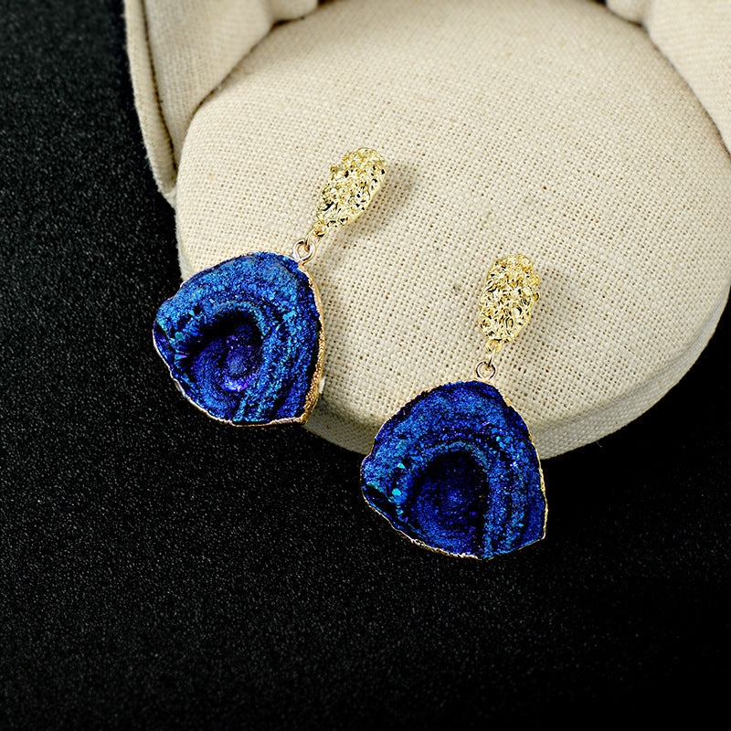 Wholesale Ocean Wave Irregular Blue Heart Shaped Tide Earrings ACC-ES-JiuJia006