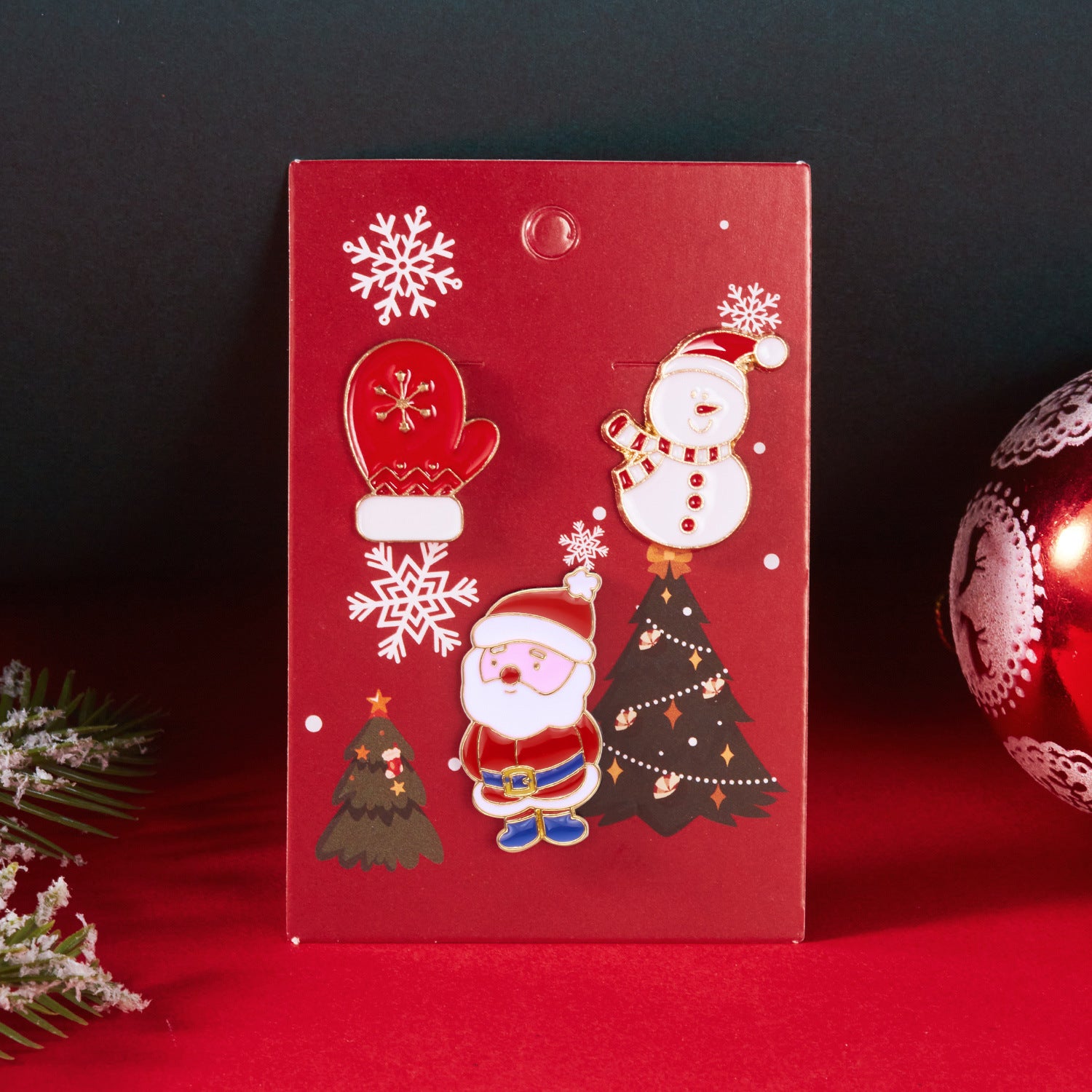 Wholesale Elk Christmas Tree Snowflake Brooch 3-Piece Set