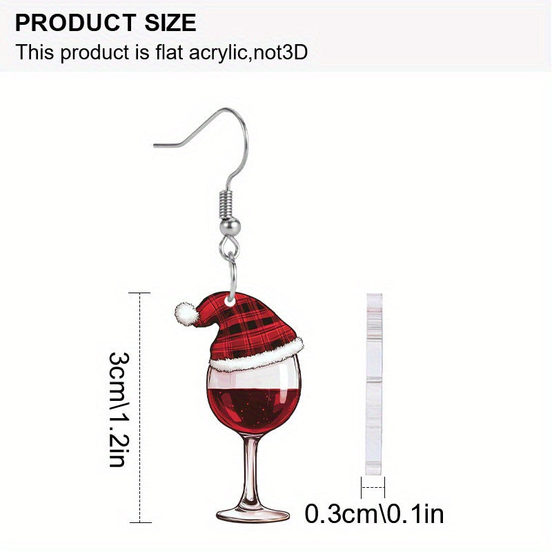 Wholesale Santa Claus hat with wine glass acrylic flat earrings