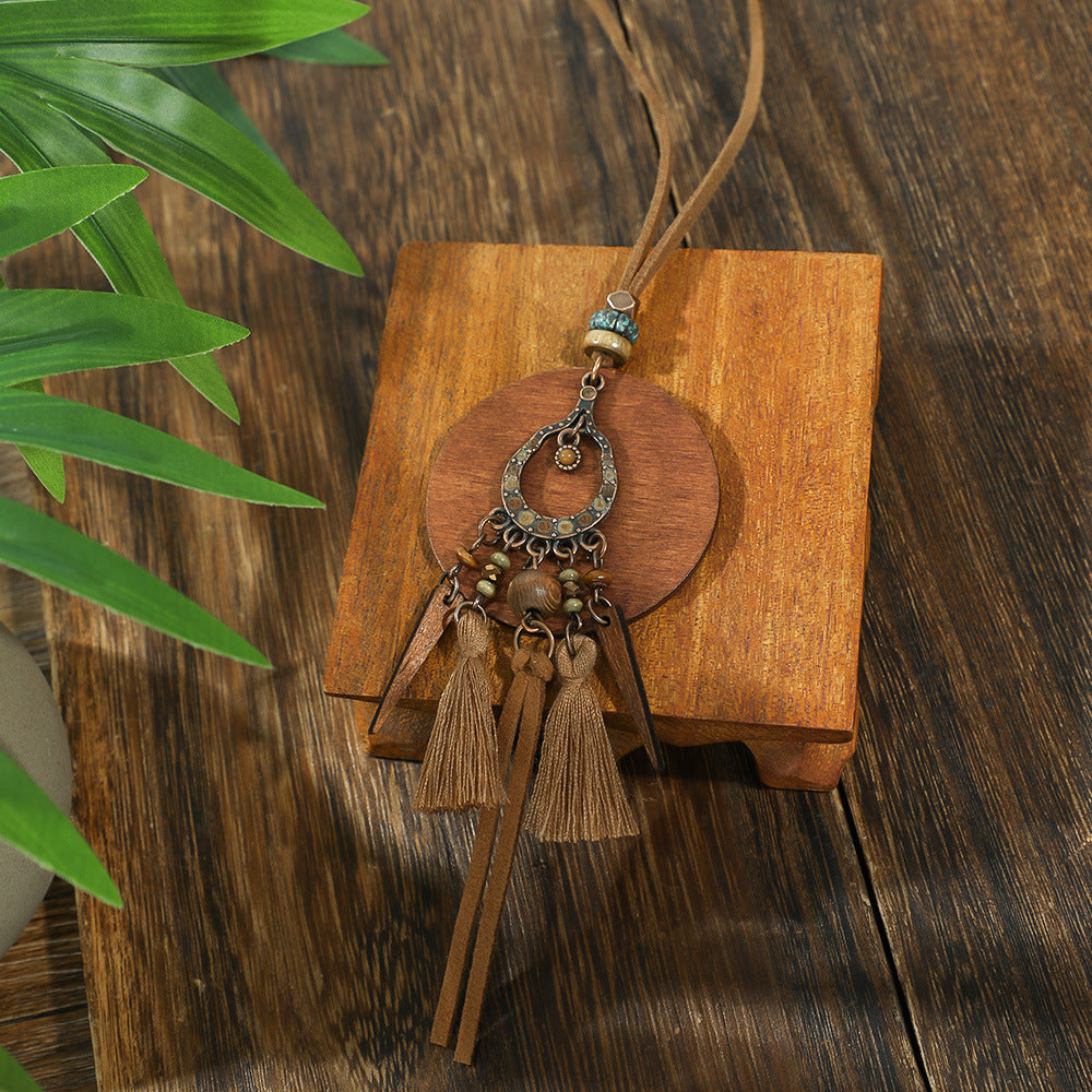 Wholesale Hot sale long necklace bohemian style tassel flower pendant ethnic style retro necklace