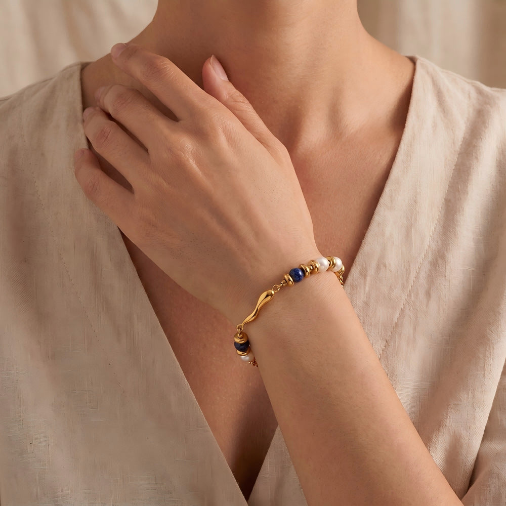 Wholesale Geometric Bead Bracelet Stainless Steel Gold Plated Unisex Gift Everyday Wear