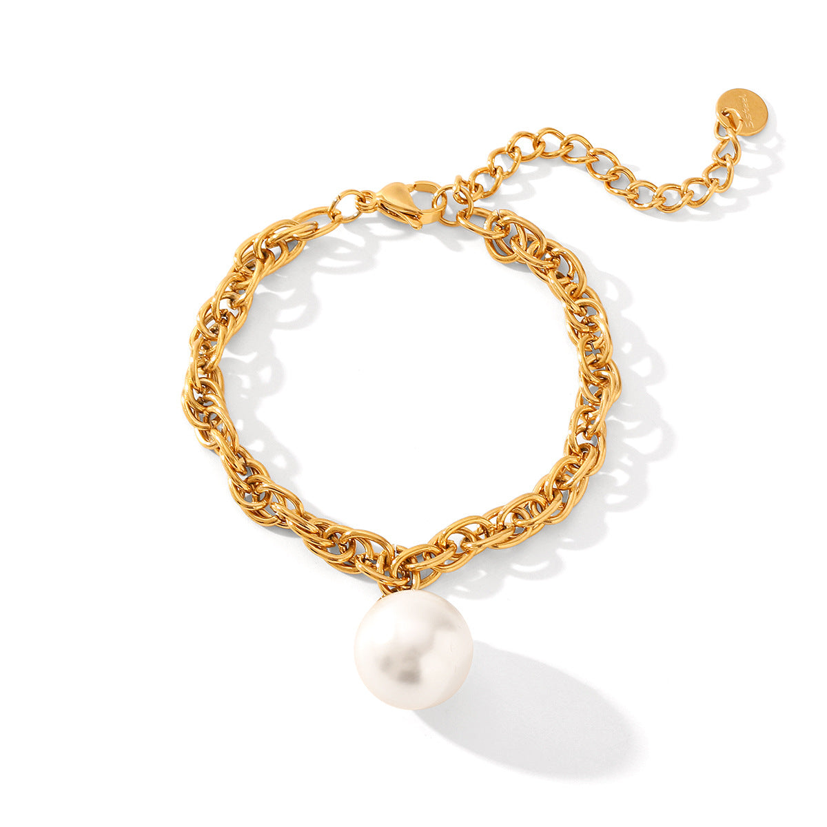 Wholesale Stainless Steel 18K Gold Pearl Pendant Bracelet