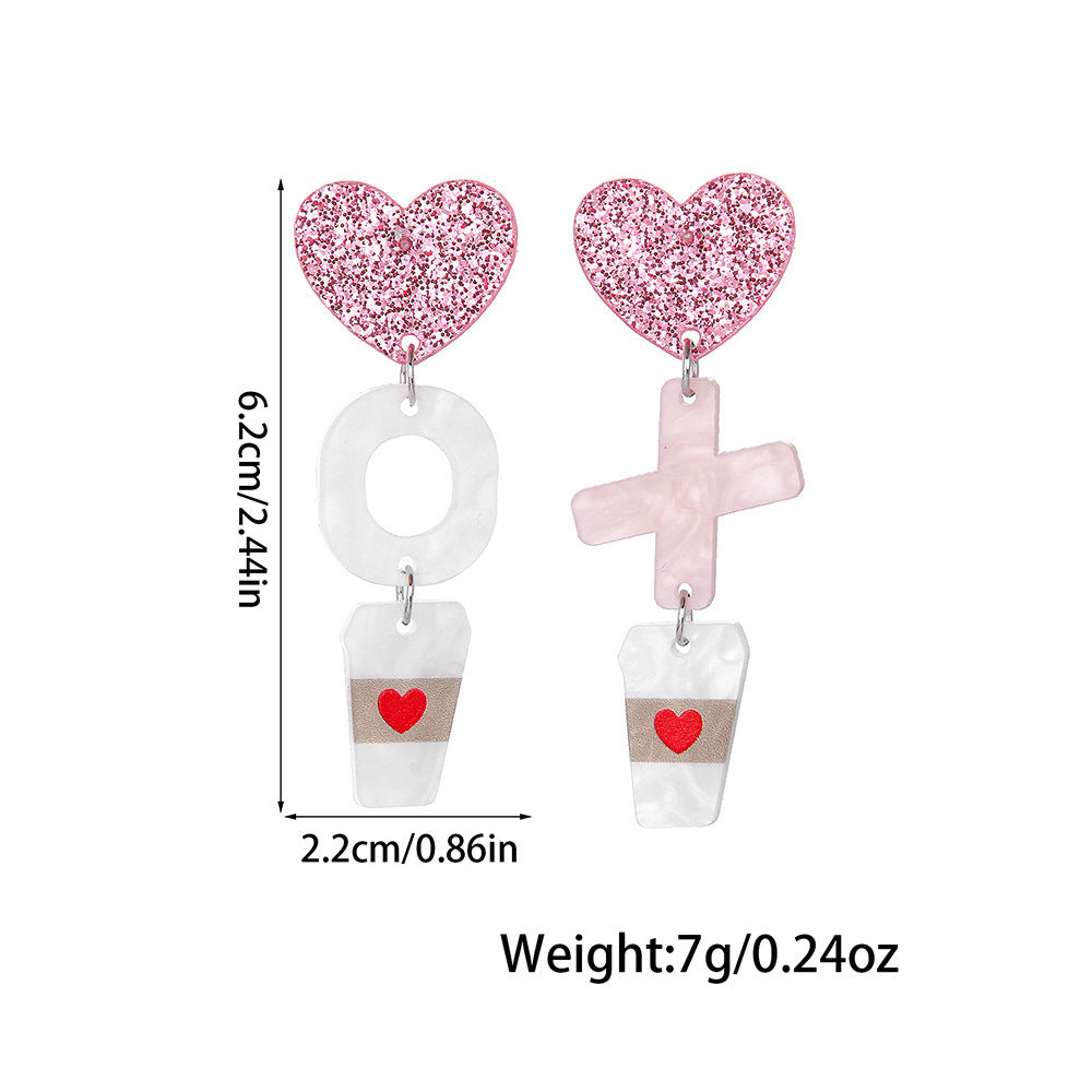 Wholesale Acrylic Heart Letter Earrings