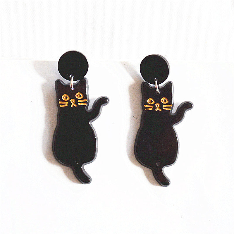 Wholesale Cartoon Black and White Cat Acrylic Stud Earrings ACC-ES-XN015