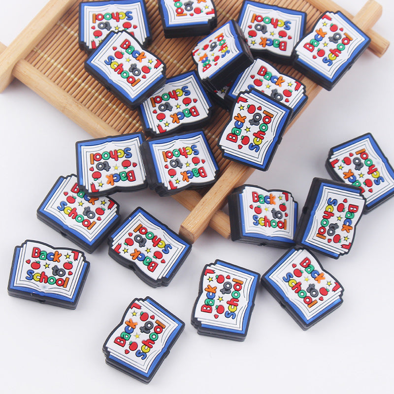 Wholesale 5pcs Cartoon Silicone Book Focal Beads ACC-BDS-GuangTian036