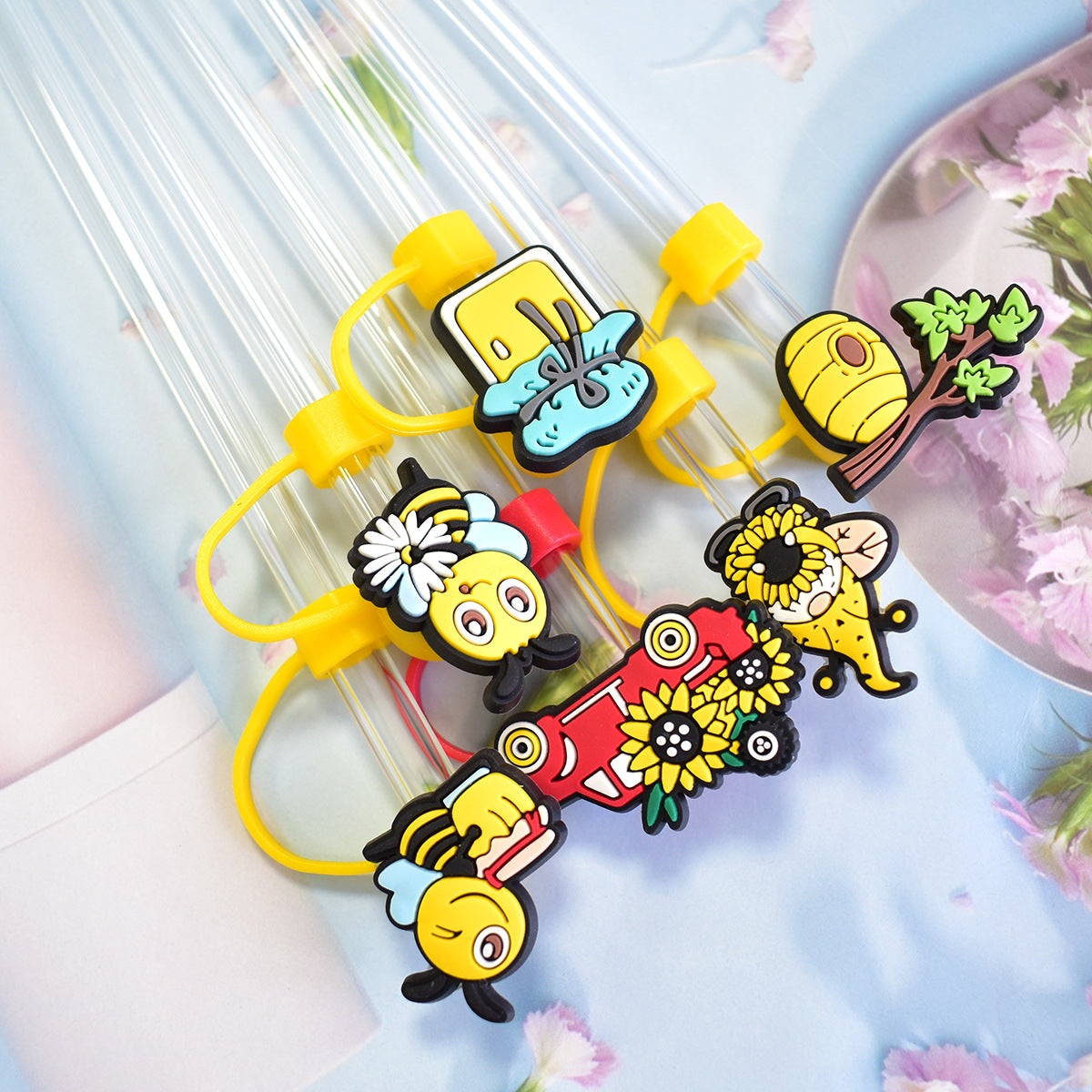 Wholesale Random 100pcs Straw Tube Cap Cartoon Bee Series Straw Cover ACC-SCR-RYY058