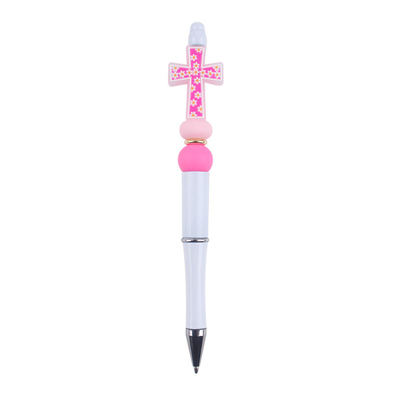 Wholesale  DIY Beaded Pen Creative Handmade Cross Silicone Beads Beaded Pen