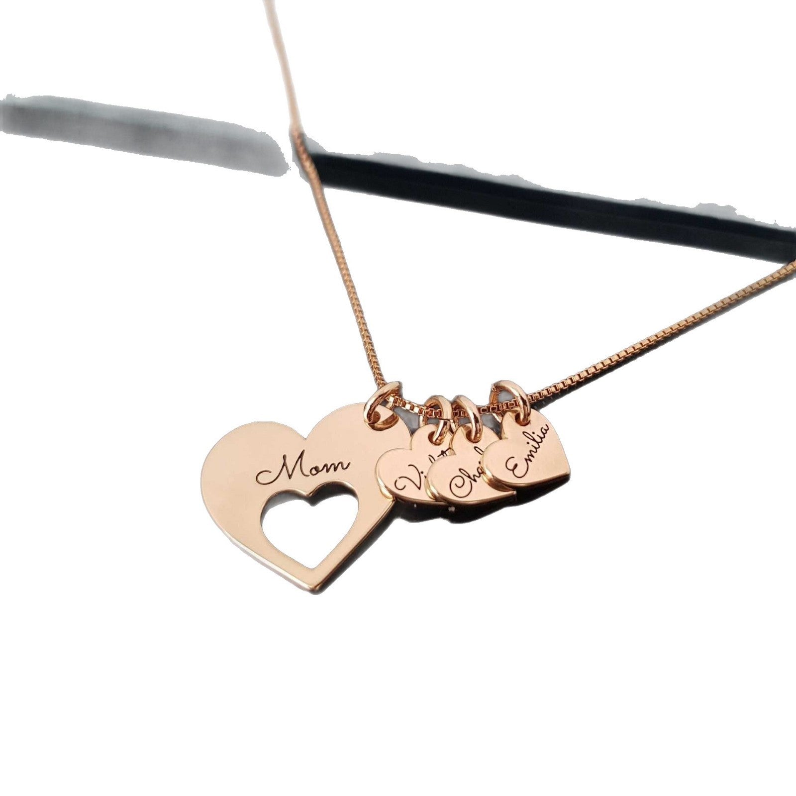 Wholesale Heart-Shaped Stainless Steel Engraved Name Pendant Necklace Jewelry Gift for Mom