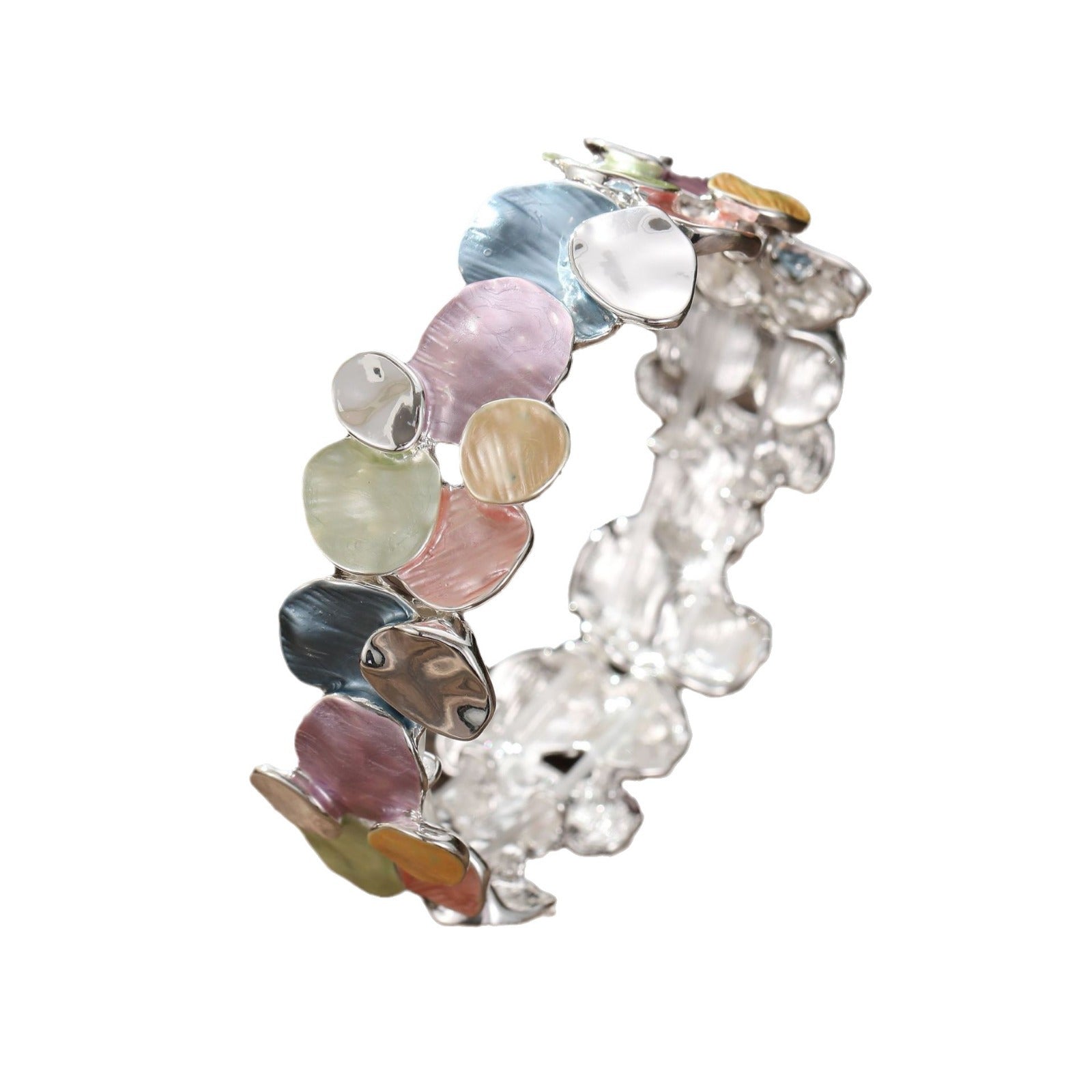 Wholesale  Enamel Geometric Oval Elastic Bracelet  Exaggerated  Irregular Flower Bracelet
