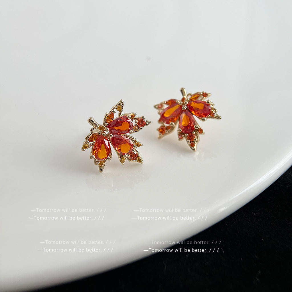 Wholesale Electroplated Colorful Gem Zircon Earrings Flower Earrings ACC-ES-Eryu009