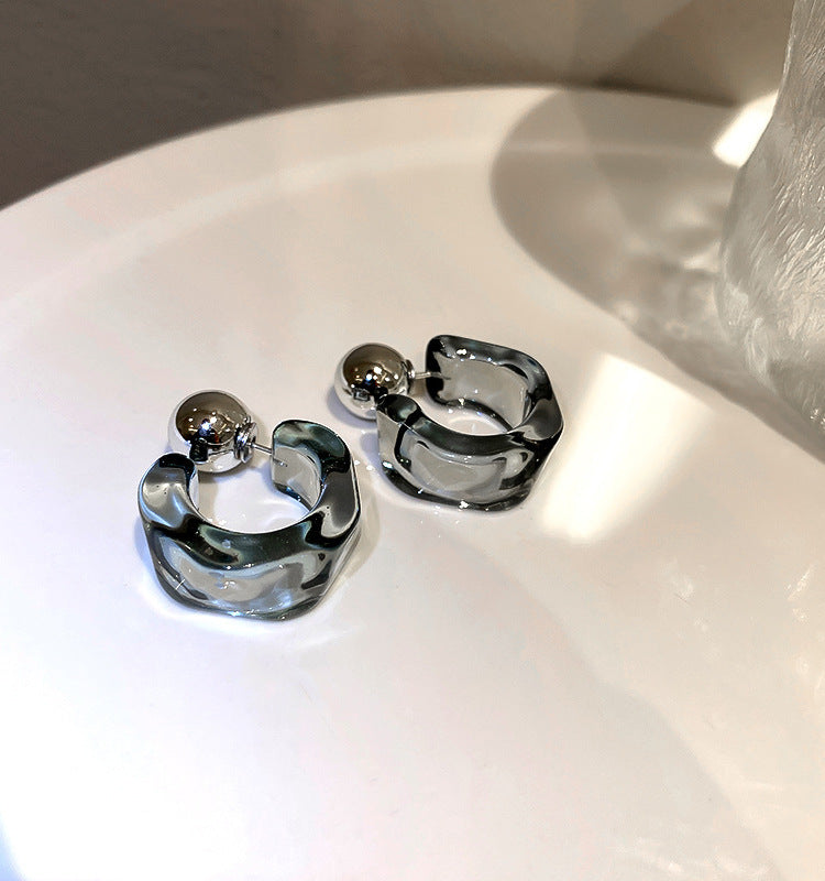 Wholesale  irregular resin acrylic earrings  C- shaped geometric earrings