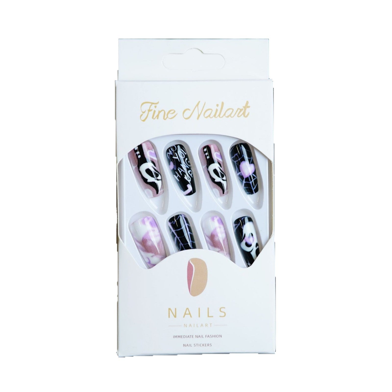 Wholesale 24 Pieces/ box  Purple Halo Ghost Face Nails Kits Nail Stickers